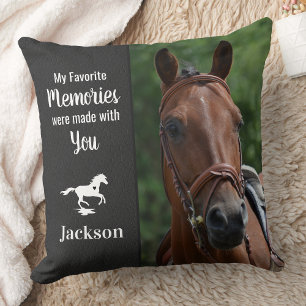 Pet Memorial Personalised 2 Photo Horse Loss Cushion