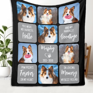 Pet Memorial Personalised 7 Pictures Collage Dog Fleece Blanket