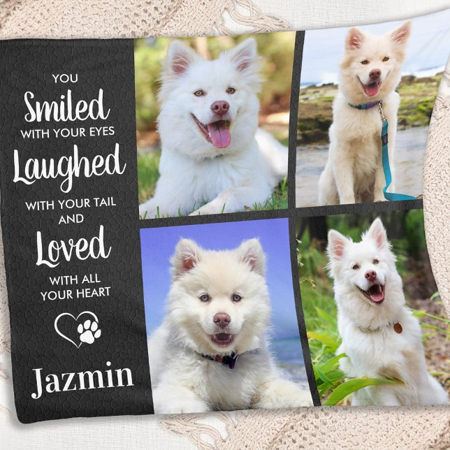 Pet Memorial Personalised Dog 4 Photo Collage Fleece Blanket (Creator Uploaded)