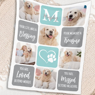Pet Memorial Personalised Dog 6 Photo Collage Fleece Blanket