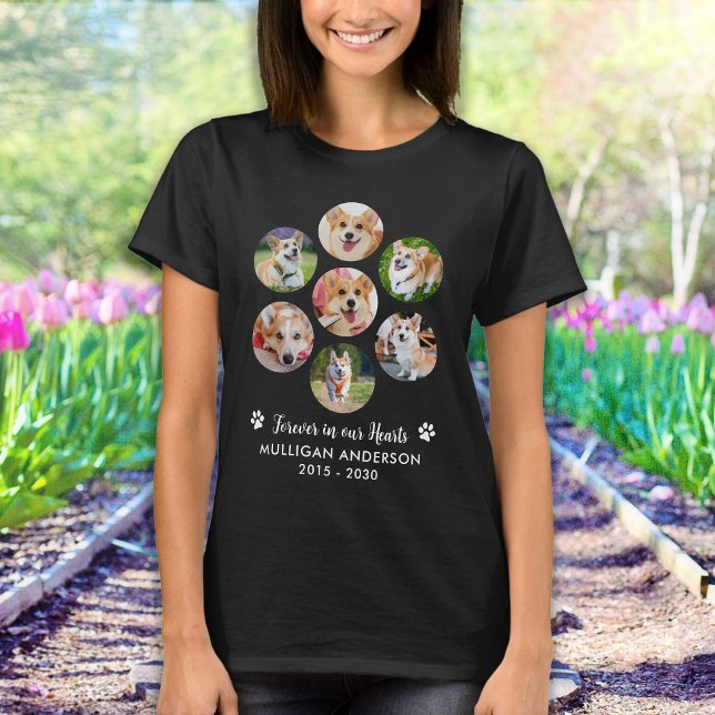 Pet Memorial Personalised Dog 7 Photo Collage T-Shirt (Creator Uploaded)