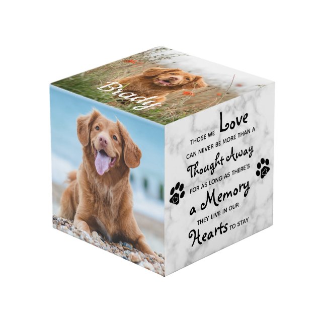Pet Memorial Personalised Dog Keepsake Photo Cube (Front Angled)