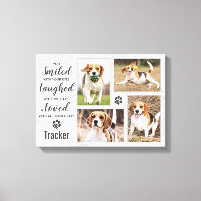Pet Memorial Personalised Dog Photo Collage Canvas Print (Front)