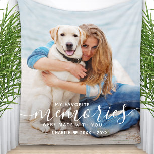 Pet Memorial Personalised Modern Dog Photo Fleece Blanket