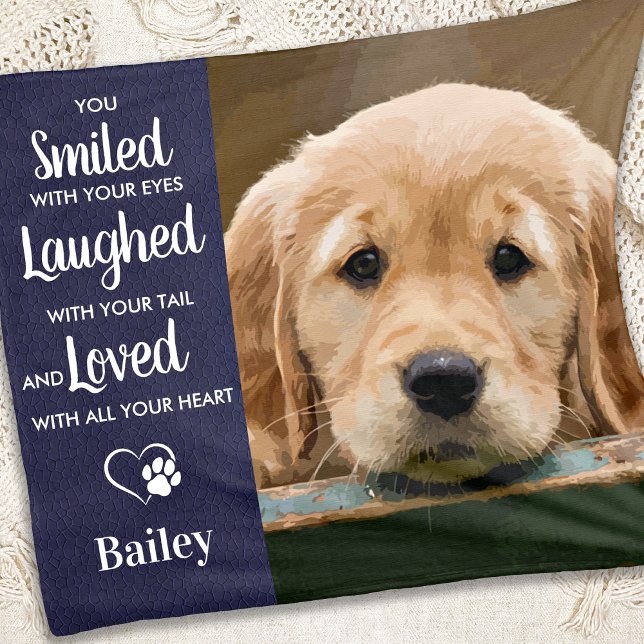 Pet Memorial Personalised Modern Dog Photo Fleece Blanket (Creator Uploaded)