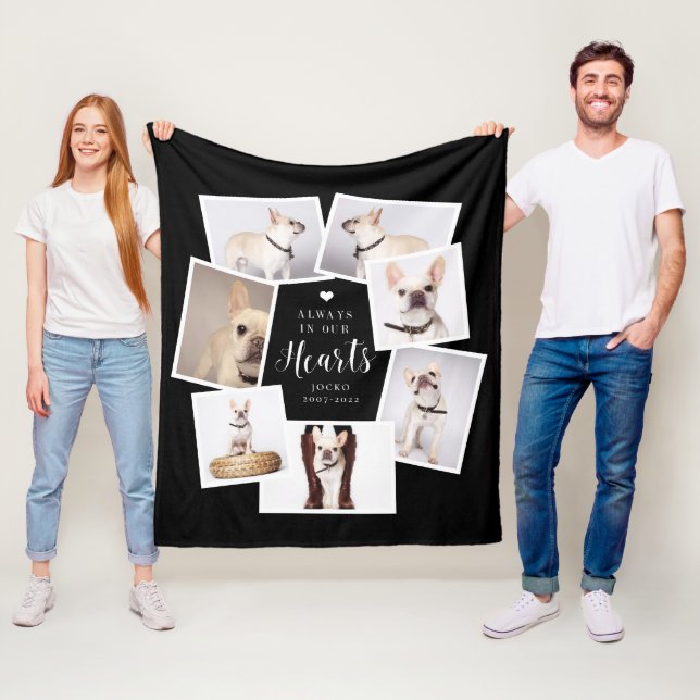 Pet Memorial Personalised Multi Photo Collage Fleece Blanket (In Situ)