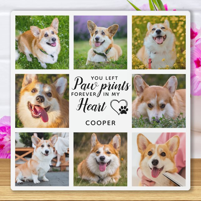 Pet Memorial Personalised Paw Prints Photo Collage Plaque (Creator Uploaded)