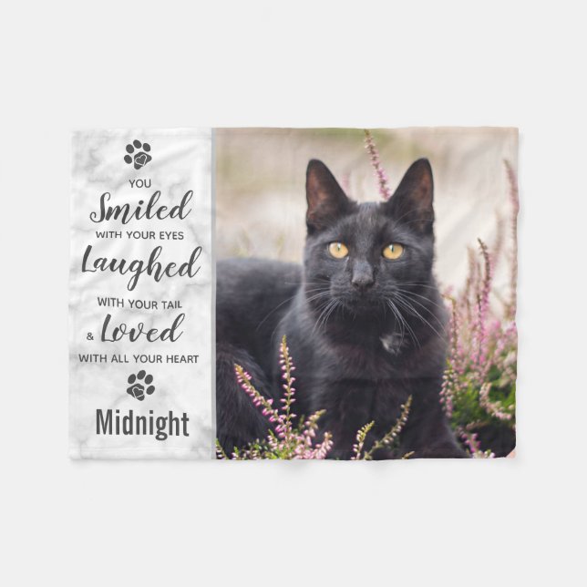 Pet Memorial Personalised Photo Cat Loss Keepsake  Fleece Blanket (Front (Horizontal))