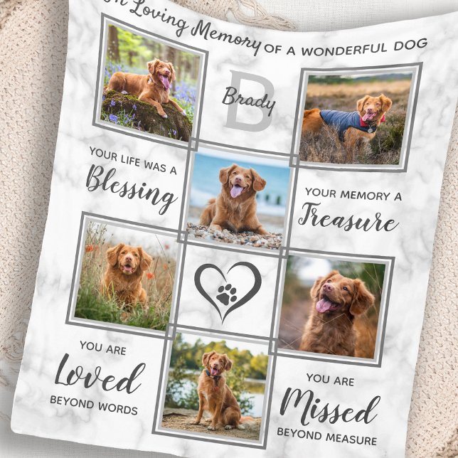 Pet Memorial Personalised Photo Collage Fleece Blanket (Creator Uploaded)