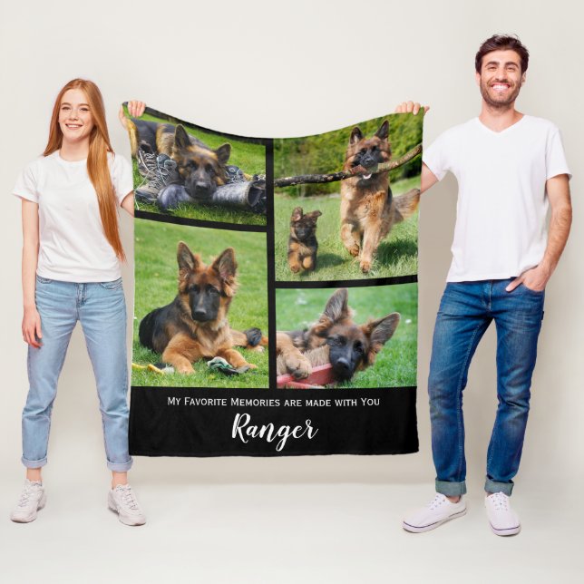 Pet Memorial Personalised Photo Collage Fleece Blanket (In Situ)