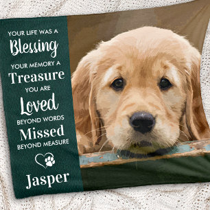 Pet Memorial Personalised Remembrance Dog Photo Fleece Blanket