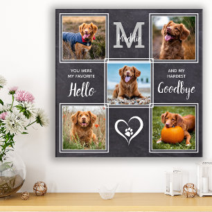 Pet Memorial Pet Loss Personalised 5 Photo Collage Faux Canvas Print