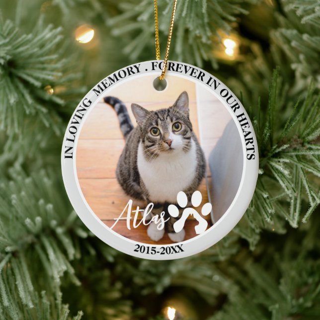 Pet Memorial Pet Loss Personalised Cat Photo Ceramic Tree Decoration (Tree)