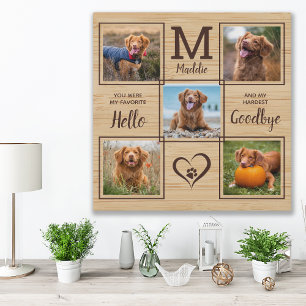 Pet Memorial Pet Loss Personalised Dog 5 Photo Faux Canvas Print