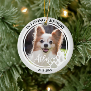 Pet Memorial Pet Loss Personalised Dog Photo Ceramic Tree Decoration