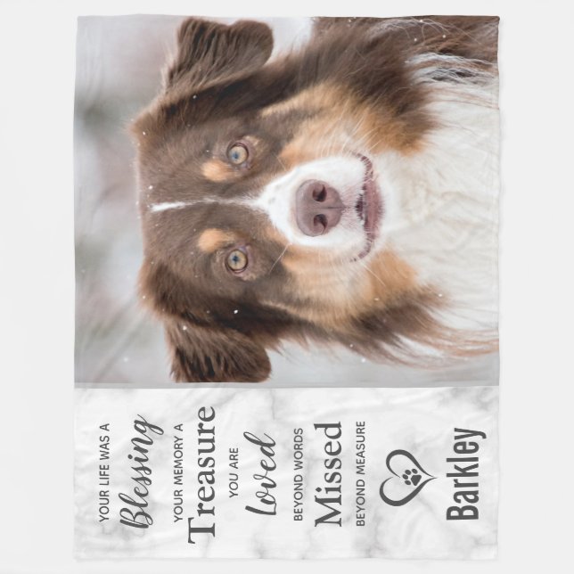 Pet Memorial Pet Loss Photo Fleece Blanket (Front)