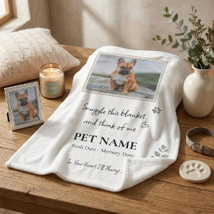Pet Memorial Photo Blanket Sage Botanical