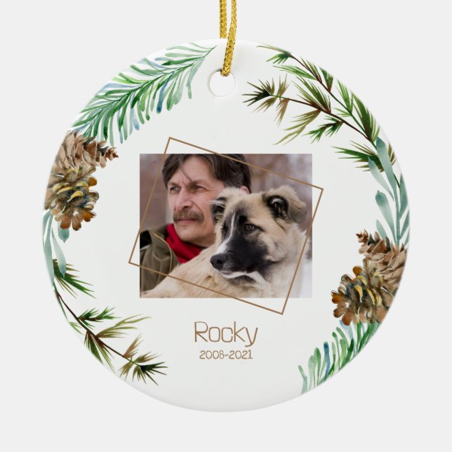 Pet Memorial Photo Christmas  Ceramic Tree Decoration (Front)