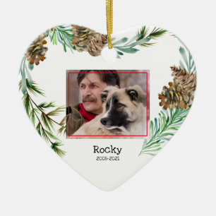 Pet Memorial Photo Christmas Heart Ceramic Ornamen Tree Decoration