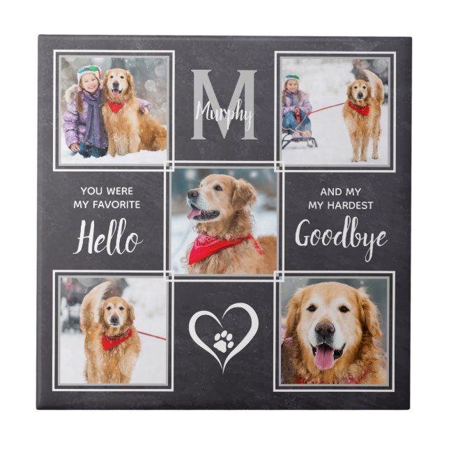 Pet Memorial Photo Collage Dog Tile (Front)