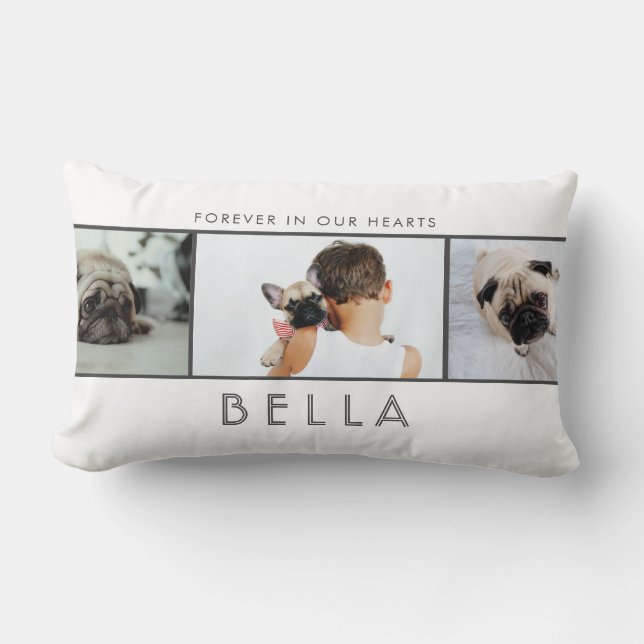 Pet Memorial Photo Collage Keepsake Lumbar Cushion (Front)