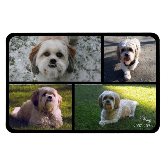 Pet Memorial Photo Collage Name with Dates Magnet (Horizontal)