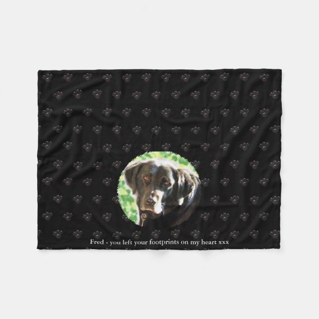 Pet Memorial Photo Fleece Comfort Grieving Blanket (Front (Horizontal))