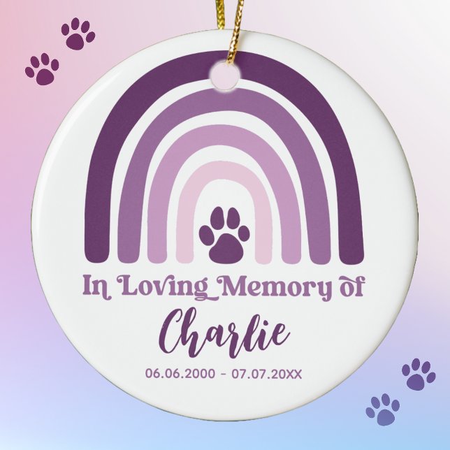 Pet Memorial Photo Keepsake Ceramic Tree Decoration (The Pet Memorial Photo Rainbow Keepsake Ornament is a heartfelt way to remember and honor your belov)
