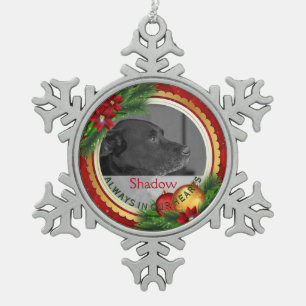 Pet Memorial Photo Personalise Pet Loss Condolence Snowflake Pewter Christmas Ornament