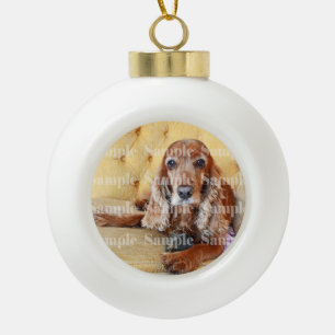 Pet memorial photo PERSONALIZE Ceramic Ball Christmas Ornament