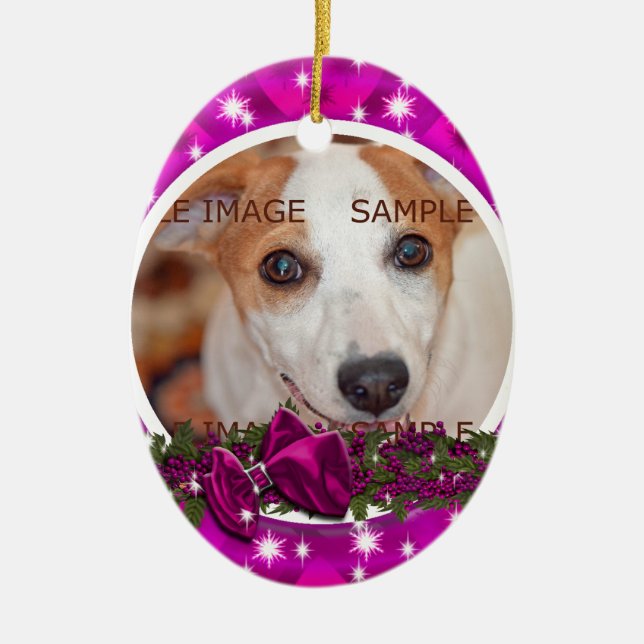 Pet memorial photo PERSONALIZE Ceramic Tree Decoration (Front)