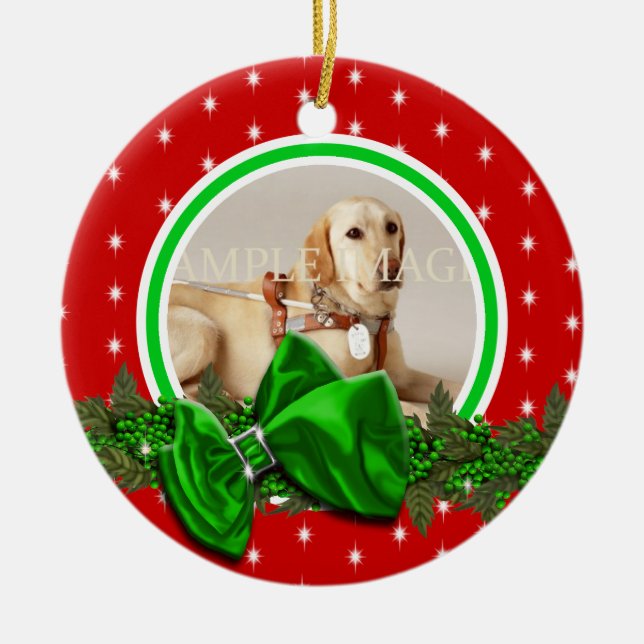 Pet memorial photo PERSONALIZE Ceramic Tree Decoration (Front)
