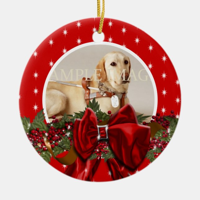 Pet memorial photo PERSONALIZE Ceramic Tree Decoration (Front)