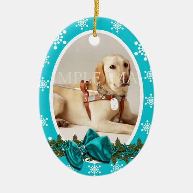 Pet memorial photo PERSONALIZE Ceramic Tree Decoration (Front)