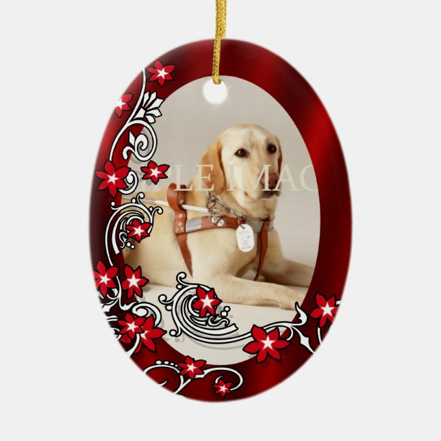 Pet memorial photo PERSONALIZE Ceramic Tree Decoration (Front)