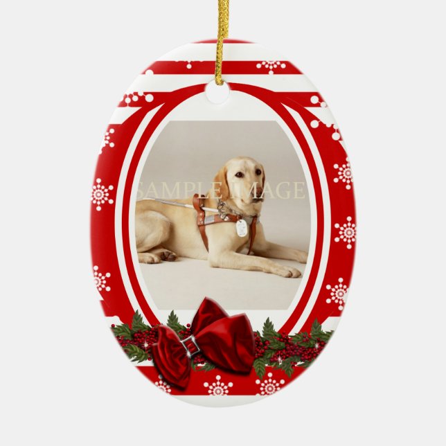 Pet memorial photo PERSONALIZE Ceramic Tree Decoration (Front)