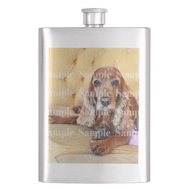 Pet memorial photo PERSONALIZE Hip Flask (Front)