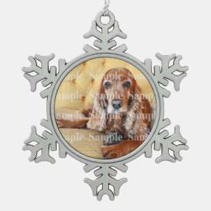 Pet memorial photo PERSONALIZE Snowflake Pewter Christmas Ornament
