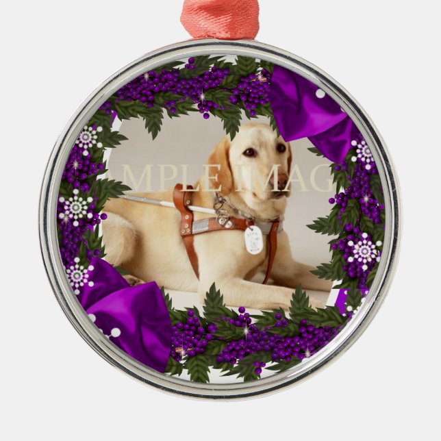 Pet memorial photo purple PERSONALIZE Metal Tree Decoration (Front)