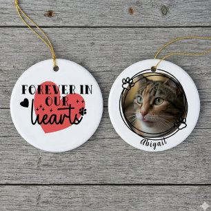 Pet memorial photo red heart ceramic tree decoration