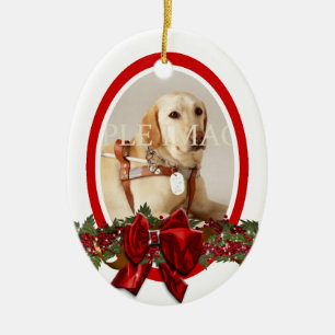 Pet memorial photo red PERSONALIZE Ceramic Tree Decoration