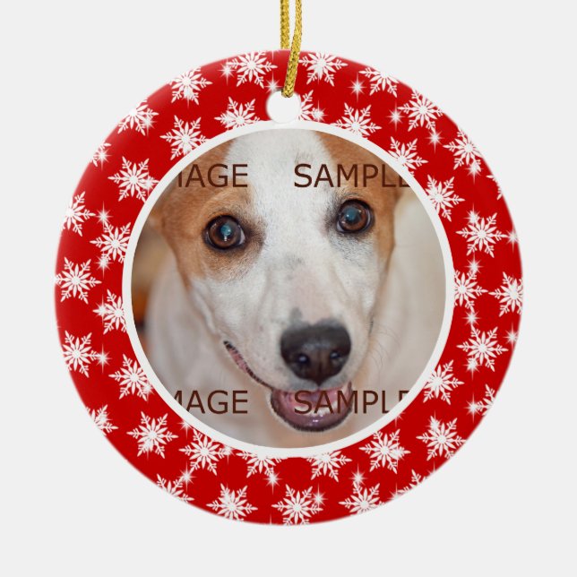Pet memorial photo verse PERSONALIZE Ceramic Tree Decoration (Front)