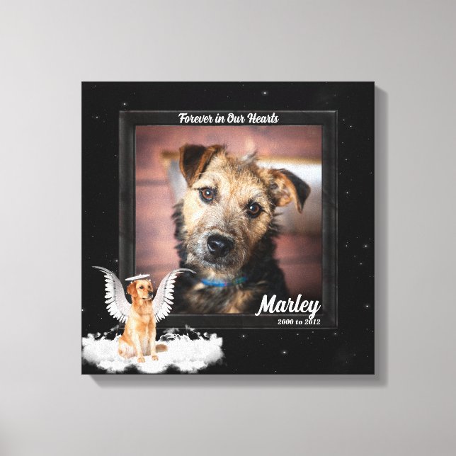 Pet Memorial Photo with Golden Dog Canvas Print (Front)