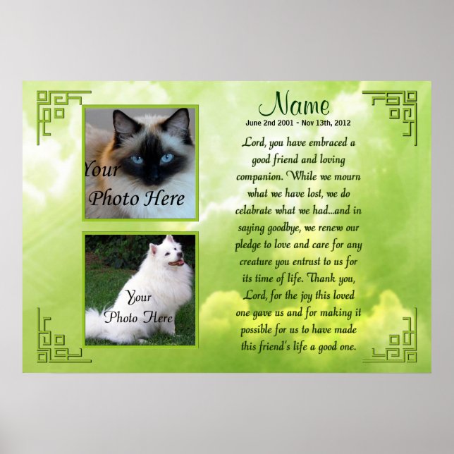 Pet Memorial Poster Print - Religious - Cat Dog (Front)