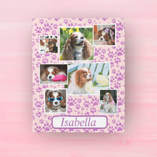 Pet Memorial Purple Glitter Paw Prints Fleece Blanket