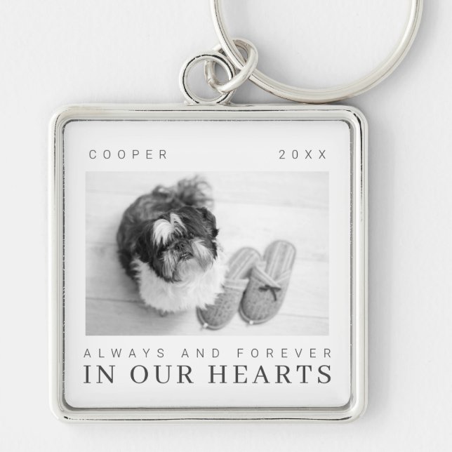 Pet Memorial Quote Simple Modern Chic Photo Key Ring (Front)