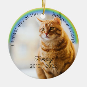 Pet Memorial Rainbow Bridge Christmas Keepsake Cat Ceramic Tree Decoration