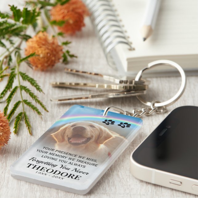Pet Memorial Rainbow Bridge Photo Key Ring (Front Right)