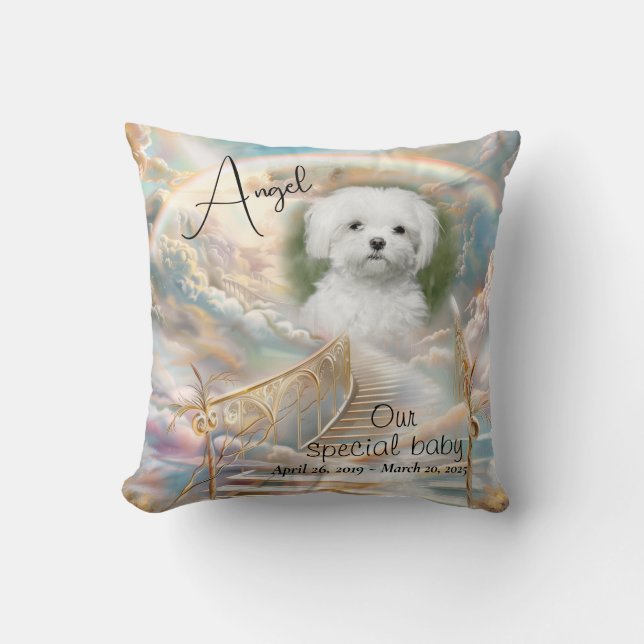 Pet Memorial Rainbows Bridge Golden Stairs Heaven Cushion (Front)