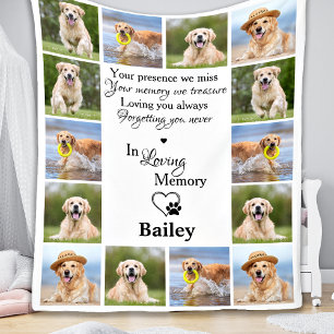 Pet Memorial Remembrance Dog Loss Photo Collage  Fleece Blanket